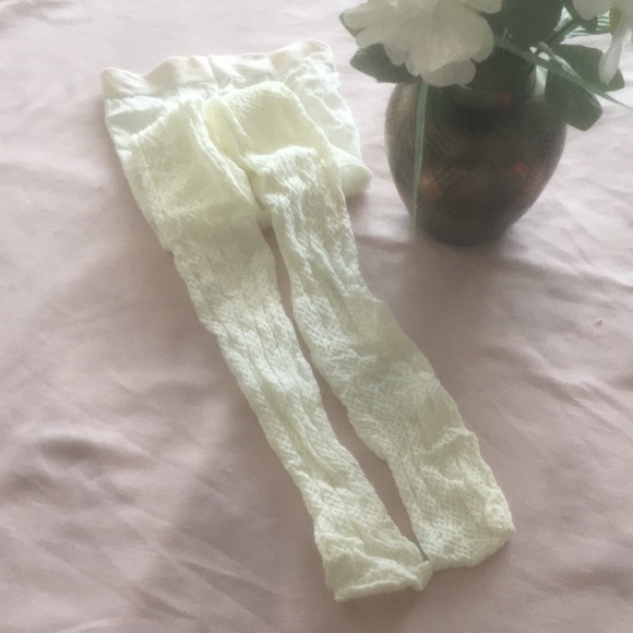 NWOT: Girls Fashion Pattern White Tights - Picture 3 of 10